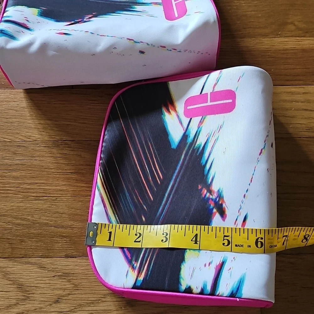 Clinique Pink White Zippered Makeup Bag Bundle of Qty 2 NWOT